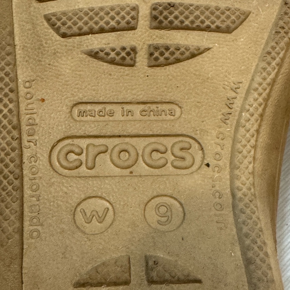 CROCS Women's Brown and Cream Slide Sandals - Picture 6 of 6
